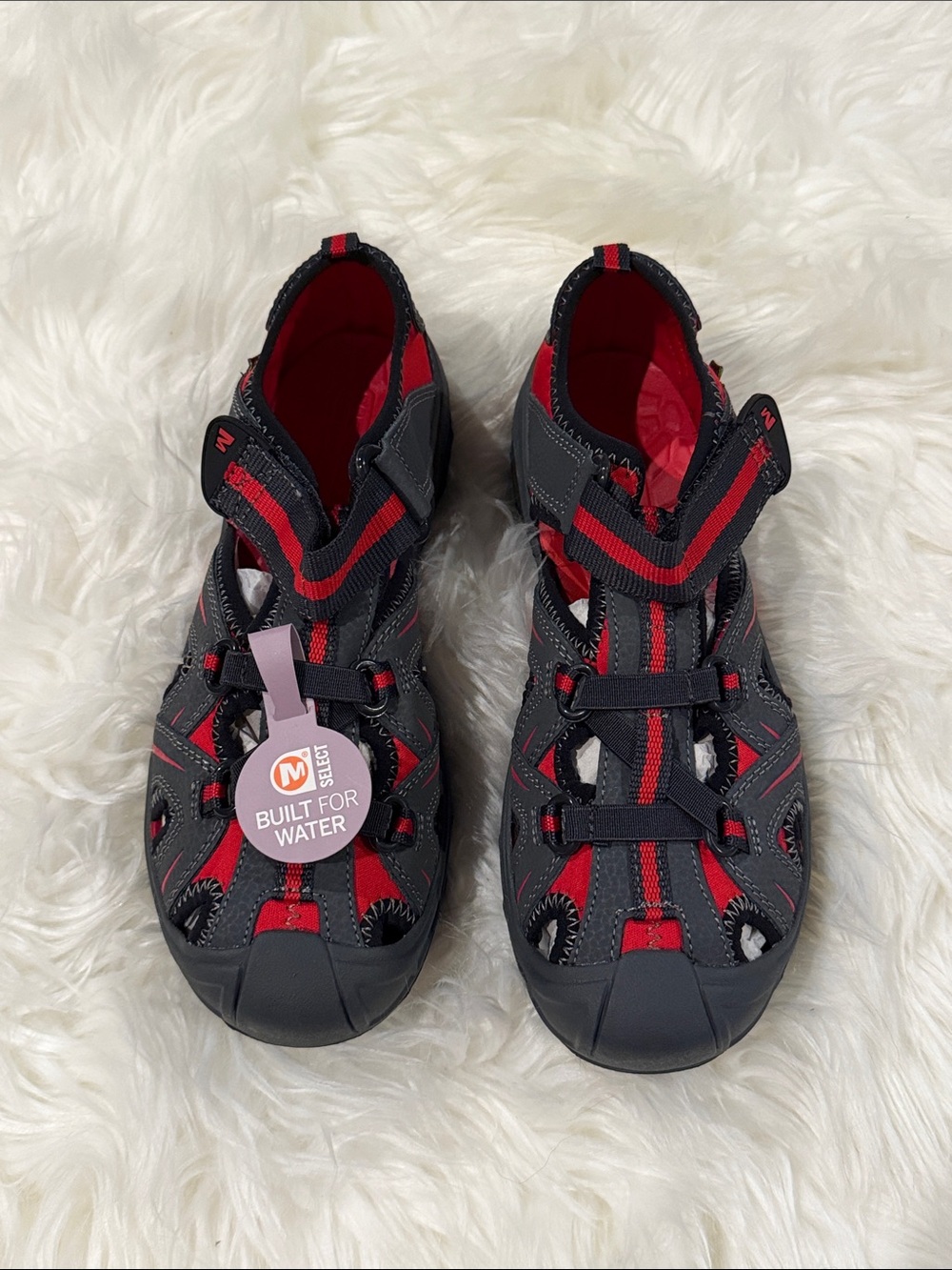 Merrell Kids' Closed-Toe Water Sandals - Red & Gray size 4